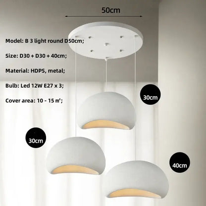 Matte gray led wabi sabi chandelier dining room pendant light