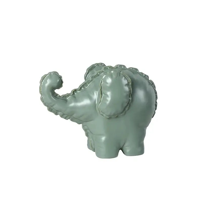 Matte sage green ceramic elephant abstract bubble sculpture living room