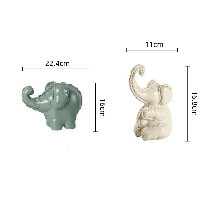 Matte sage green ceramic elephant abstract bubble sculpture living room