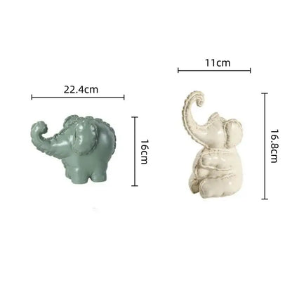 Matte sage green ceramic elephant abstract bubble sculpture living room