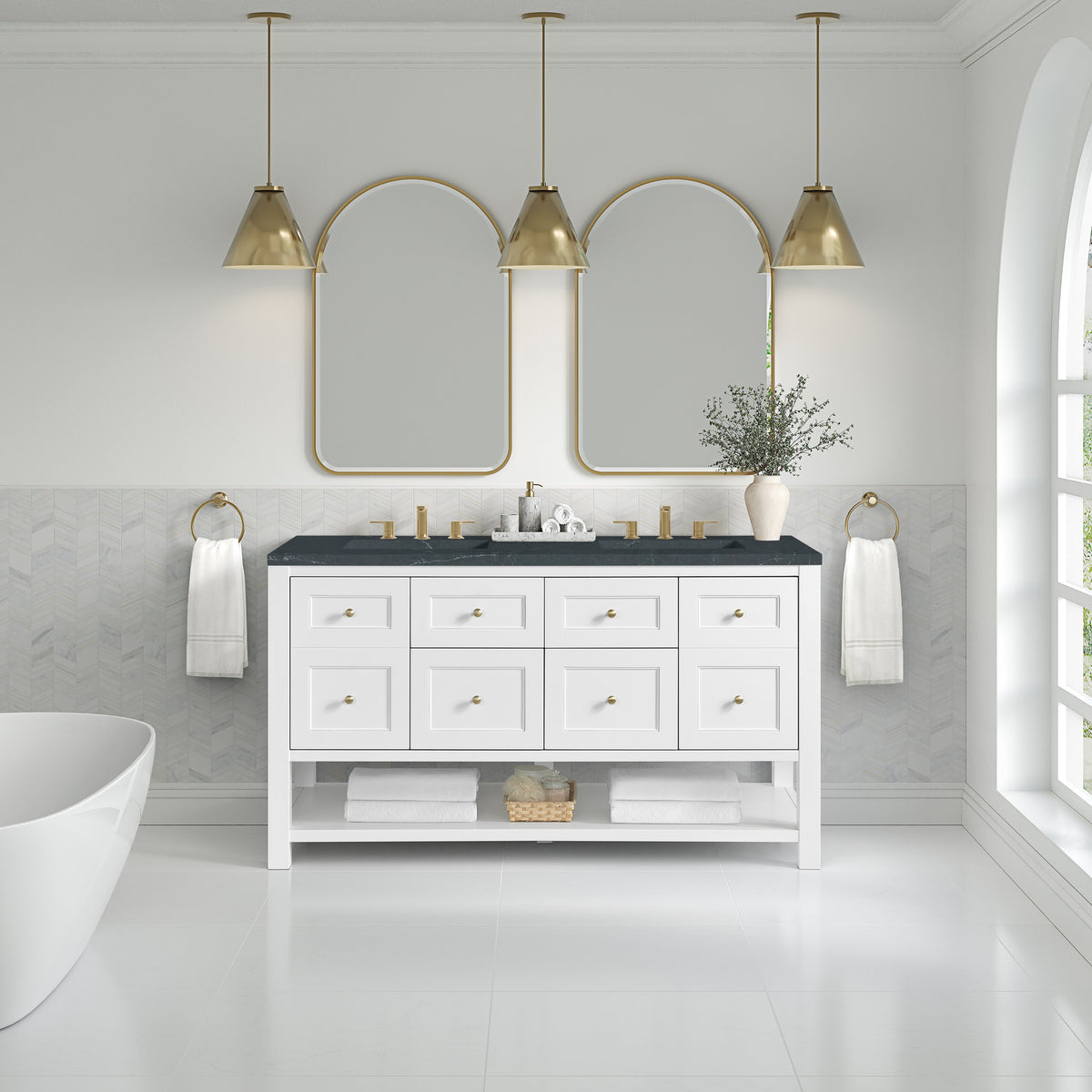James Martin Breckenridge 60" Double Bathroom Vanity, Bright White