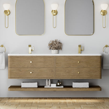 James Martin Allamari 72" Floating Double Bathroom Vanity, Dune Mist
