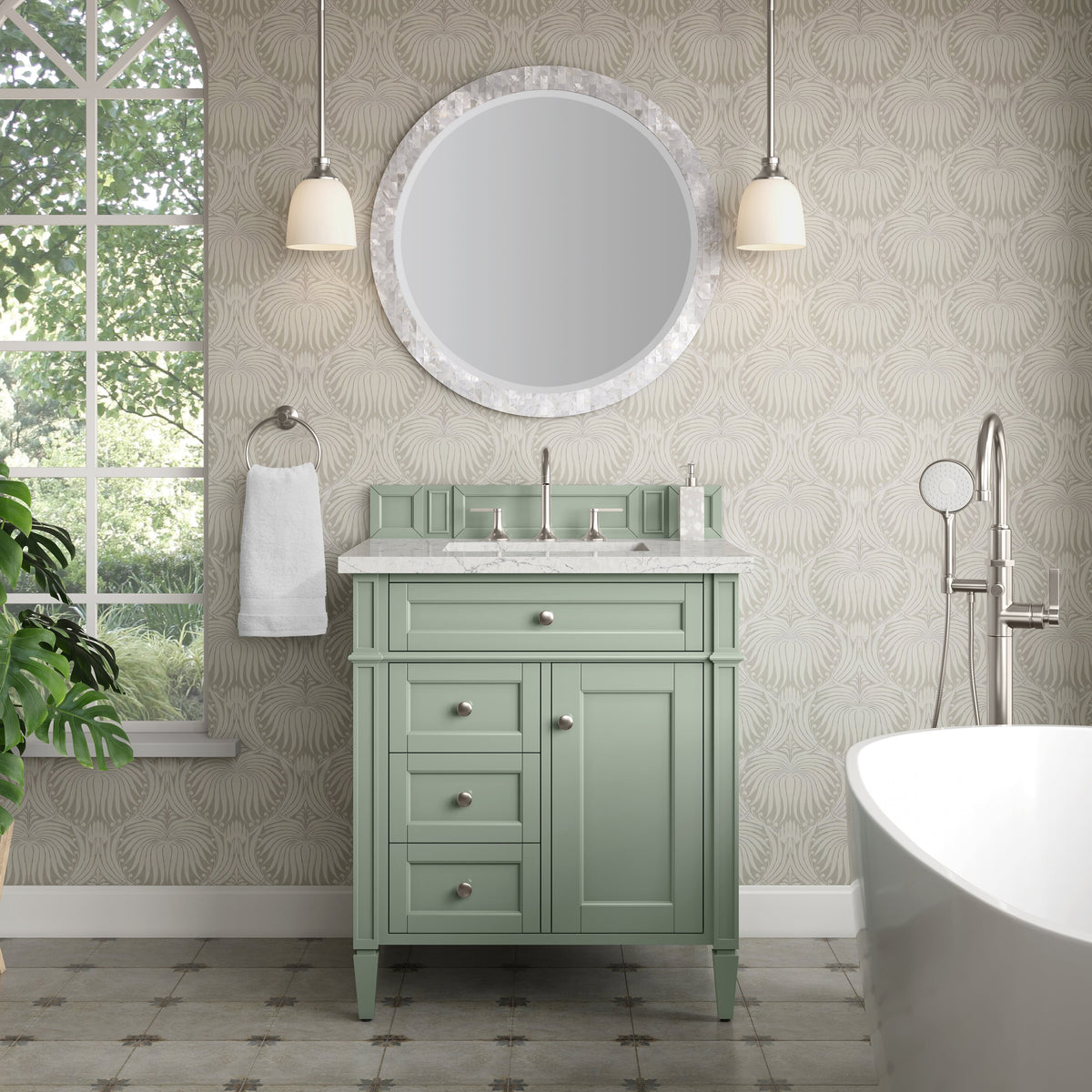 James Martin Brittany 30" Single Bathroom Vanity, Sage Green