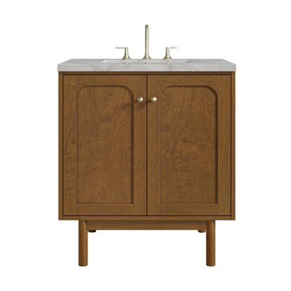 James Martin Laurent 30" Dual Mount Single Bathroom Vanity, Honey Oak