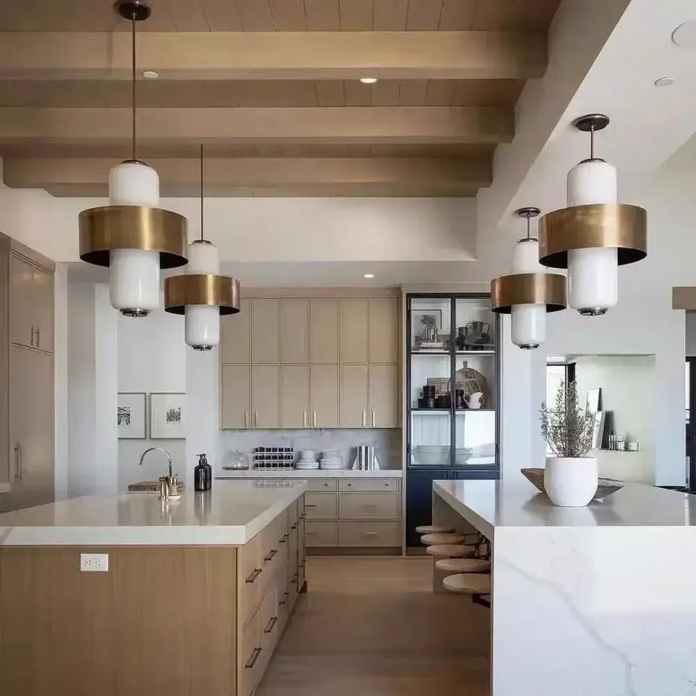 Medieval gold glass brass pendant light for dining room kitchen