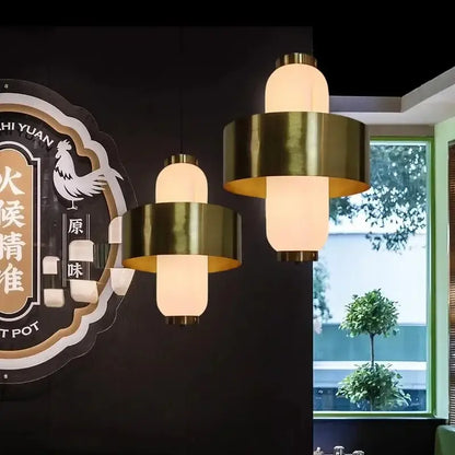 Medieval gold glass brass pendant light for dining room kitchen