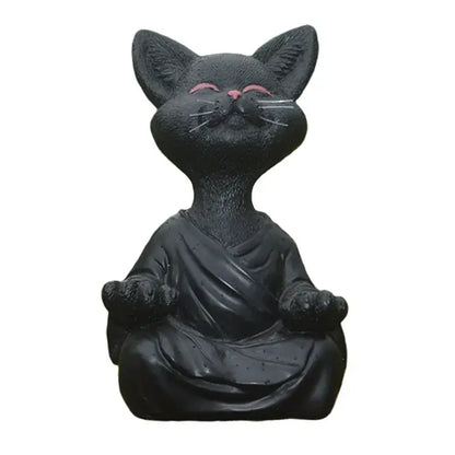 Meditative buddha cat figurine set – living room ceramic decor