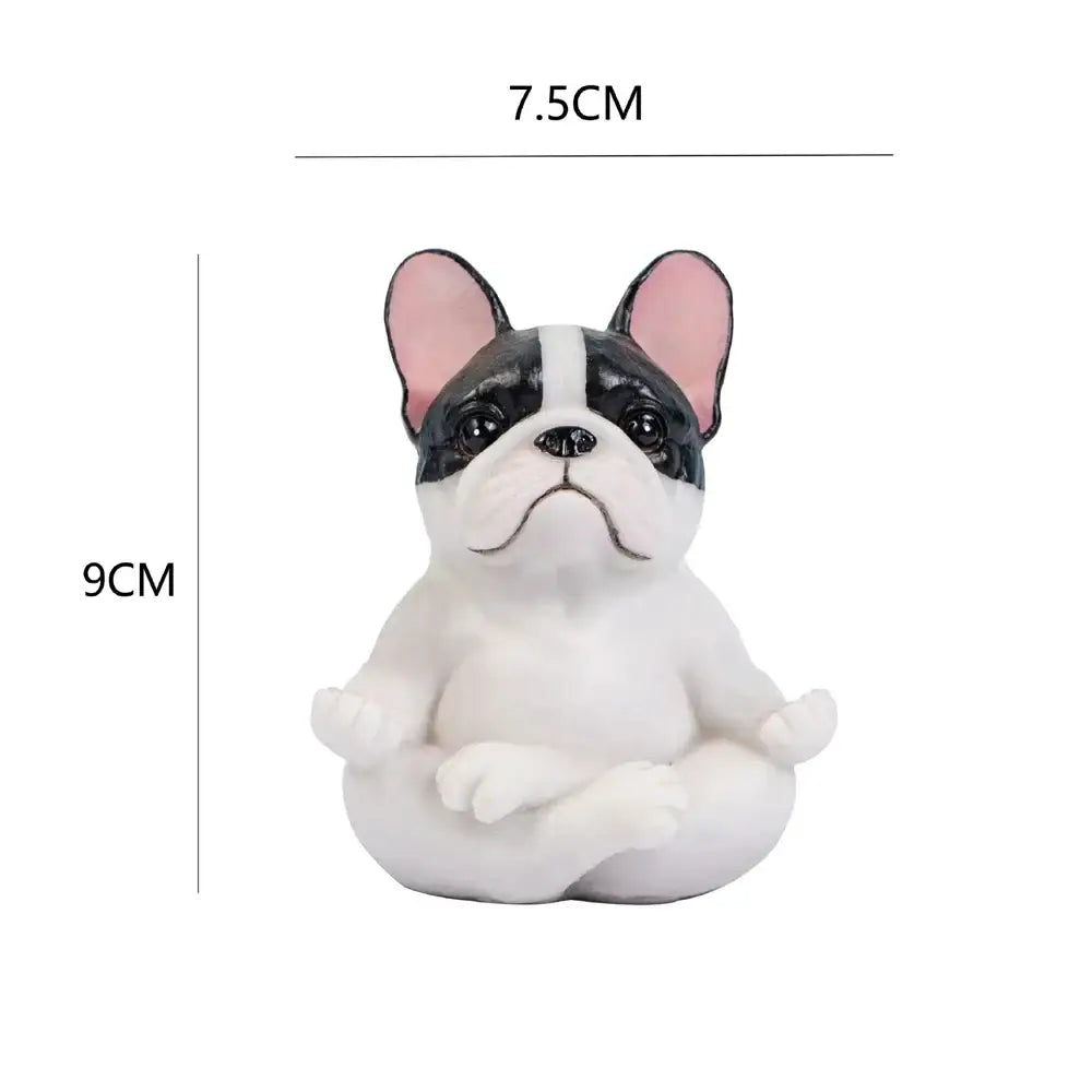 Meditative glossy bulldog resin statue set 5 piece garden decor
