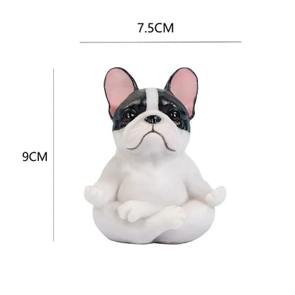 Meditative glossy bulldog resin statue set 5 piece garden decor