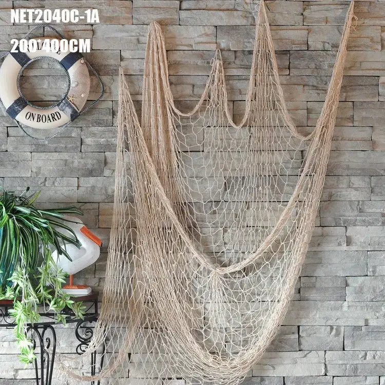 Mediterranean beige decorative fishing net wall hanging living room
