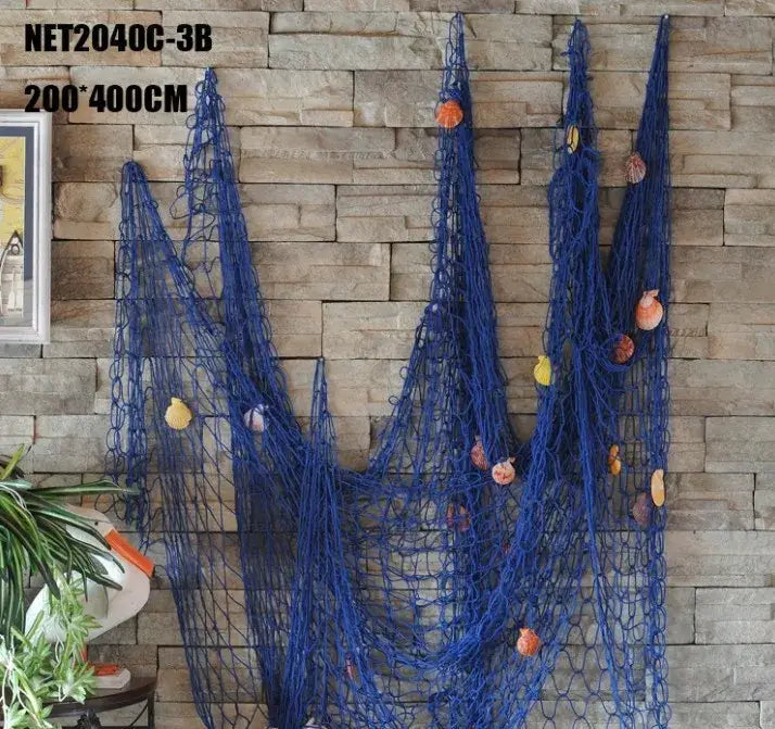 Mediterranean beige decorative fishing net wall hanging living room