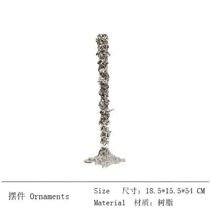 Melted style golden candlestick holder dining room molten metal decor
