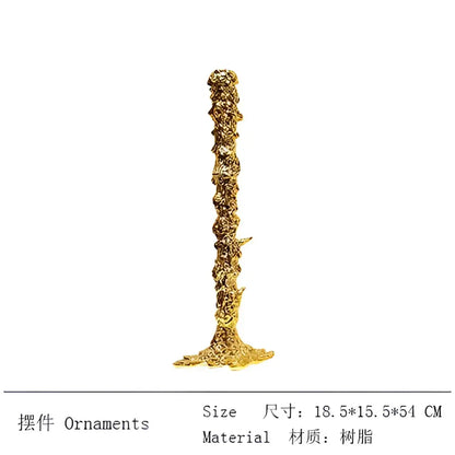 Melted style golden candlestick holder dining room molten metal decor