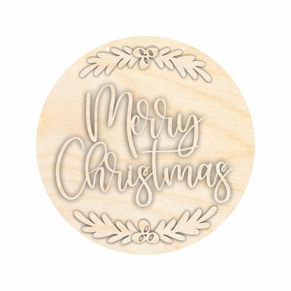 Unfinished Wood Merry Christmas Door Sign Kit | Wood Craft Cutouts | 1/4" Thick |