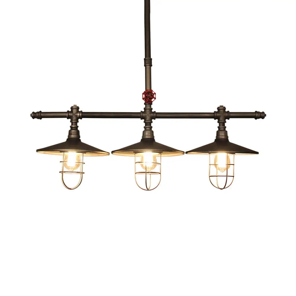 DecorBites™ Metal 3-Light Linear Pendant for Island with Coastal Caged Design