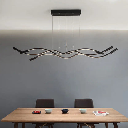 DecorBites™ Metal Artistic LED Pendant Light for Dining Room Island with Twisted Lines
