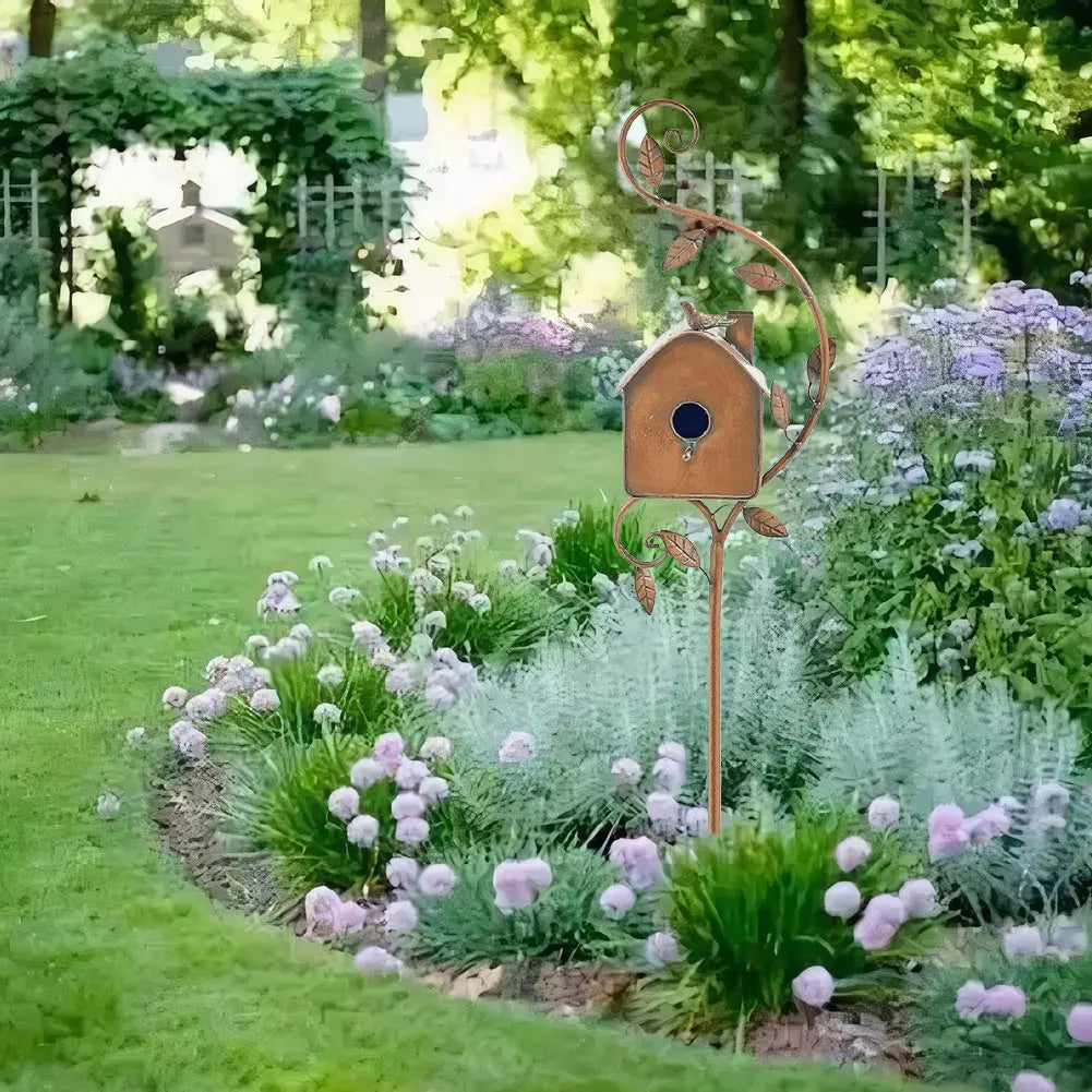 DecorBites™ Metal Birdhouse Garden Stakes for Outdoor Decor