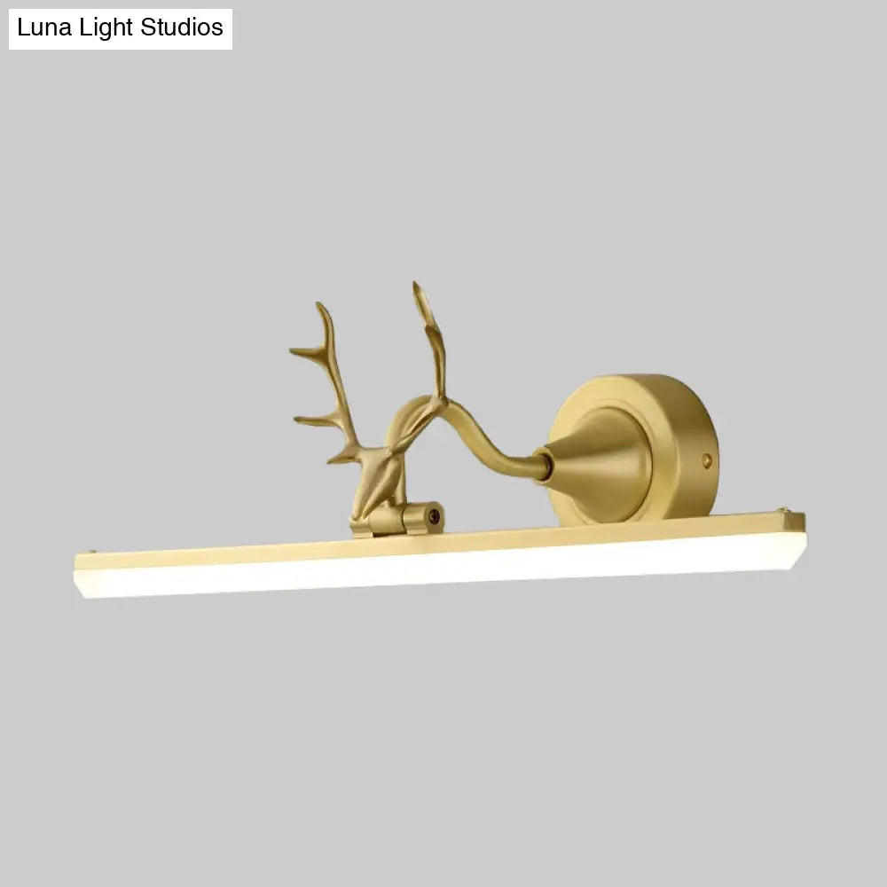 DecorBites™ Metal Black/Gold LED Vanity Sconce Light with Antler Arm - Modern Wall Lamp Fixture