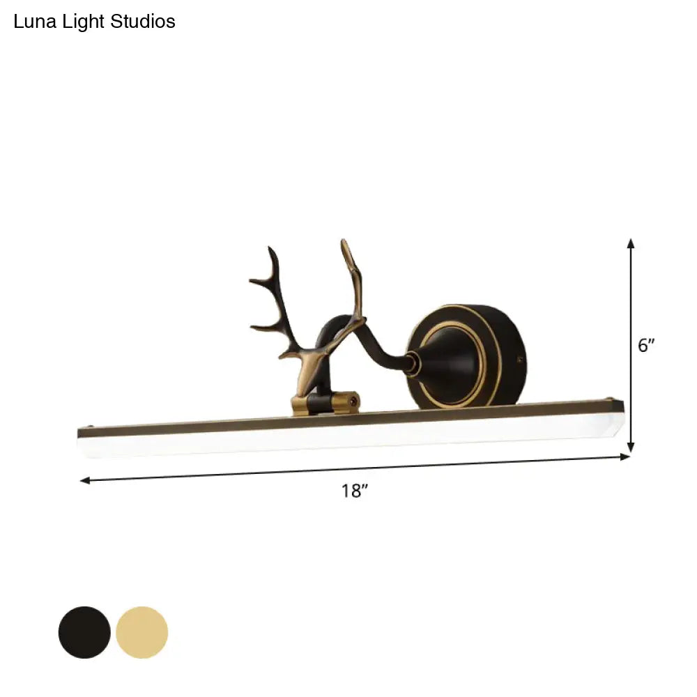 DecorBites™ Metal Black/Gold LED Vanity Sconce Light with Antler Arm - Modern Wall Lamp Fixture