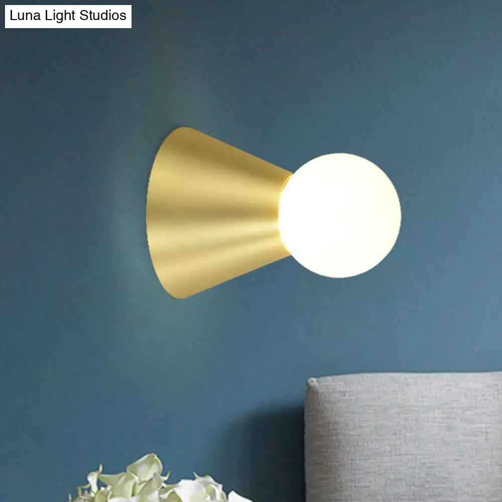 DecorBites™ Metal Conical Sconce Wall Light - Modern Golden Wall Lamp with Frosted Glass Shade