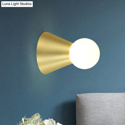 DecorBites™ Metal Conical Sconce Wall Light - Modern Golden Wall Lamp with Frosted Glass Shade