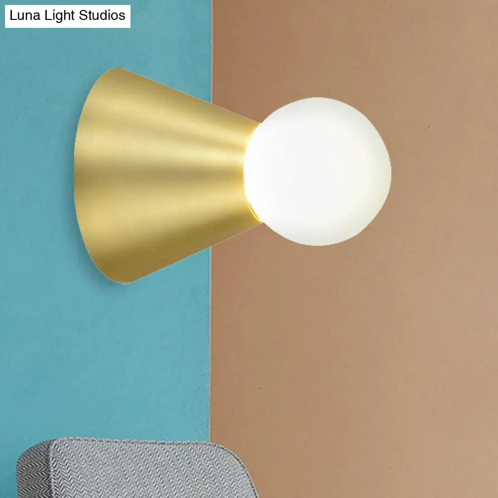 DecorBites™ Metal Conical Sconce Wall Light - Modern Golden Wall Lamp with Frosted Glass Shade