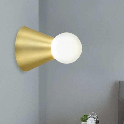 DecorBites™ Metal Conical Sconce Wall Light - Modern Golden Wall Lamp with Frosted Glass Shade
