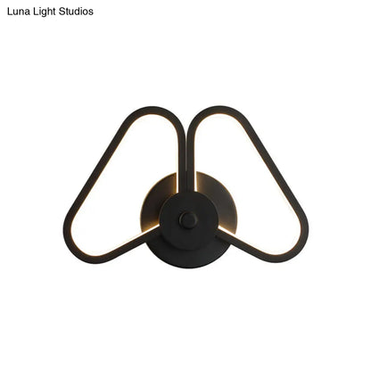 DecorBites™ Metal Double Triangles Sconce Light - Simplicity White/Black LED Wall Lighting in White/Warm Light
