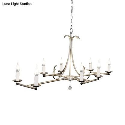 DecorBites™ Metal Island Chandelier Light - Traditional Candle Shape, 8 Bulbs, Gold/Silver