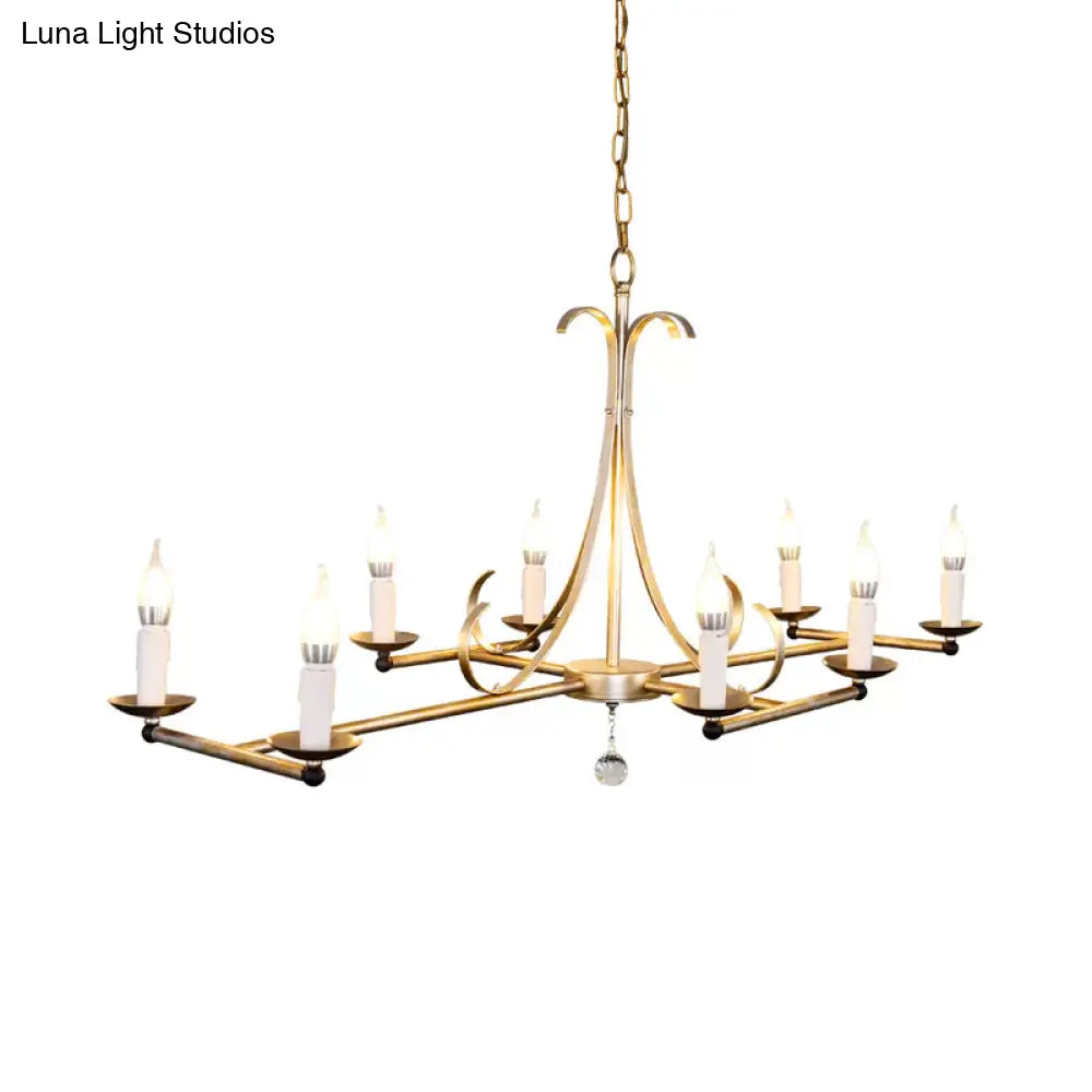 DecorBites™ Metal Island Chandelier Light - Traditional Candle Shape, 8 Bulbs, Gold/Silver