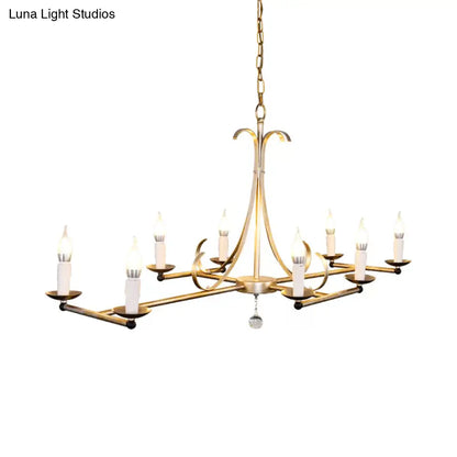 DecorBites™ Metal Island Chandelier Light - Traditional Candle Shape, 8 Bulbs, Gold/Silver