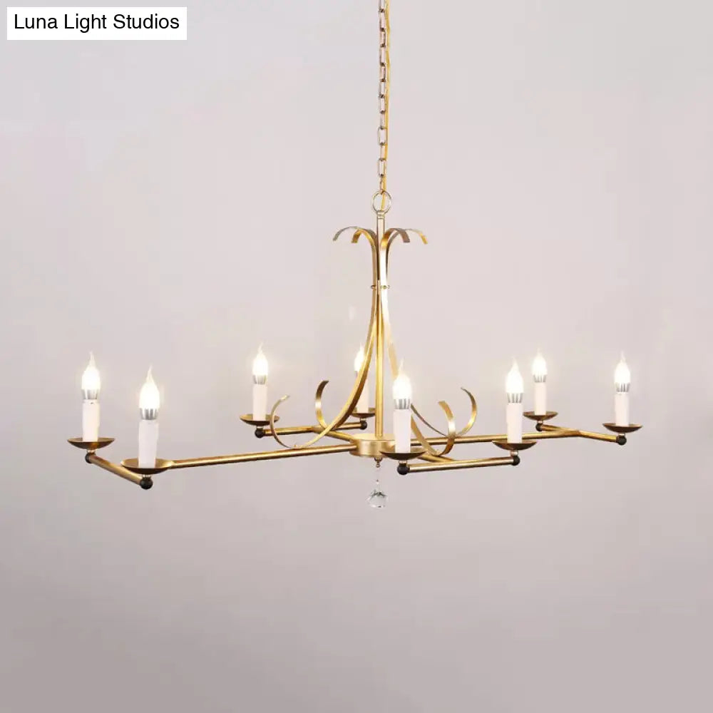 DecorBites™ Metal Island Chandelier Light - Traditional Candle Shape, 8 Bulbs, Gold/Silver