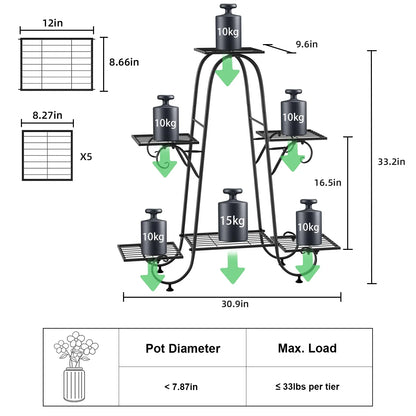 DecorBites™ Metal Plant Stand - 6 Tier Display Rack