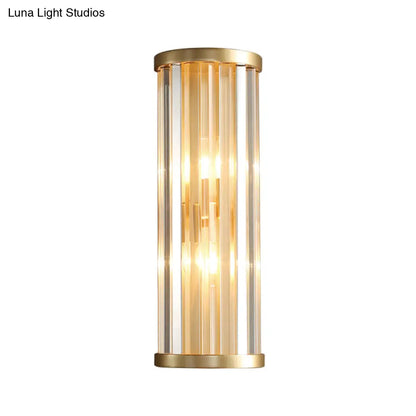 DecorBites™ Metal Sconce Lighting: Modern Stylish 2-Light Cylinder Wall Fixture in Gold with Crystal Pipe