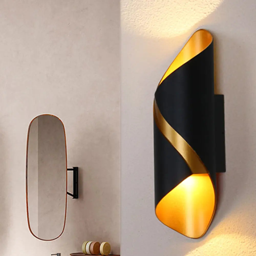 DecorBites™ Metal Wall Light with Post-Modern LED Technology, Black & Gold Finish