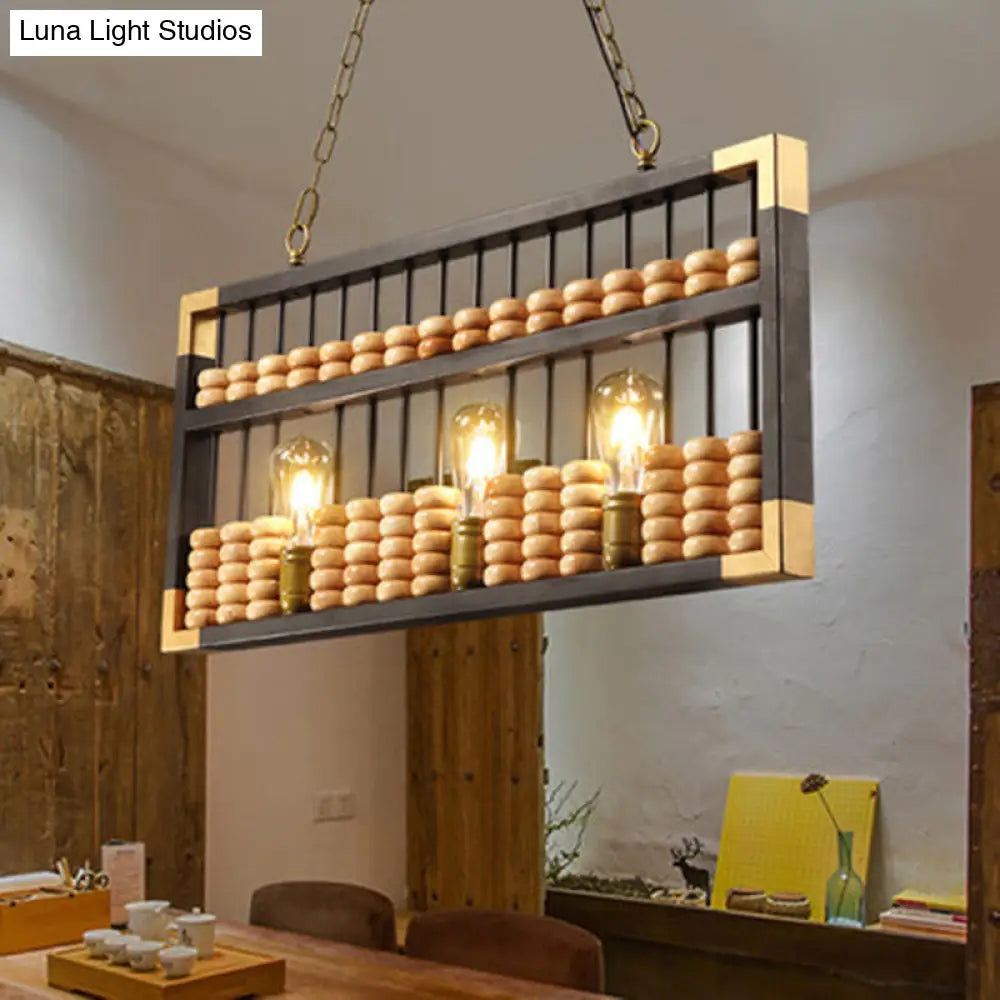 DecorBites™ Metallic 3-Head Abacus Pendant Light for Restaurants and Decor