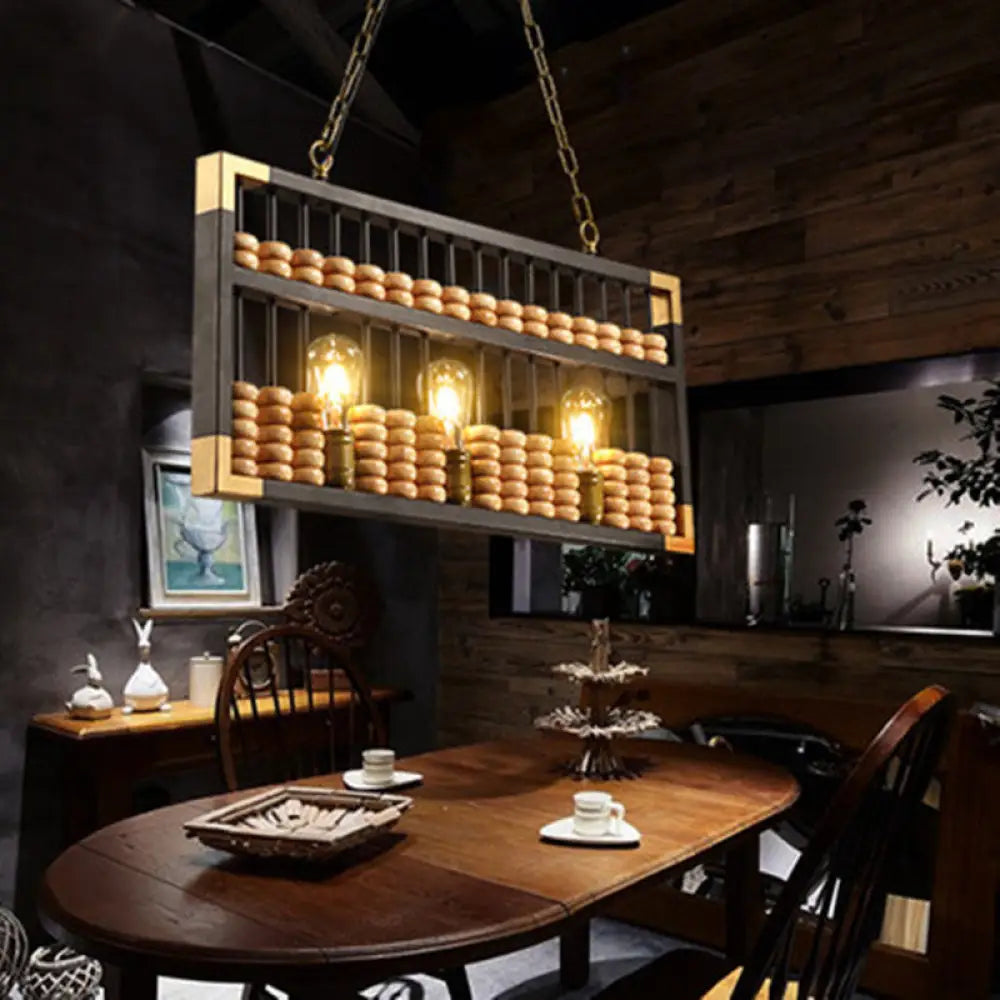 DecorBites™ Metallic 3-Head Abacus Pendant Light for Restaurants and Decor