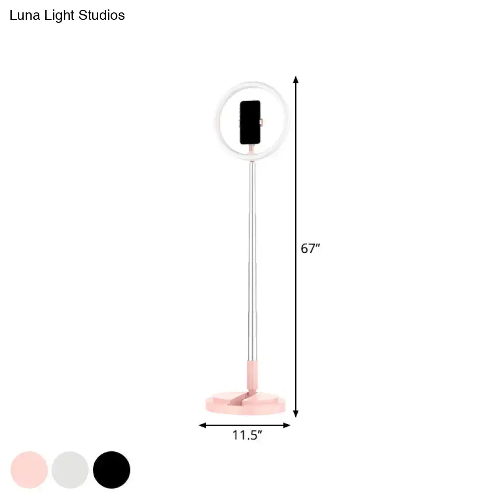 Metallic black led makeup lamp with phone holder for bedroom