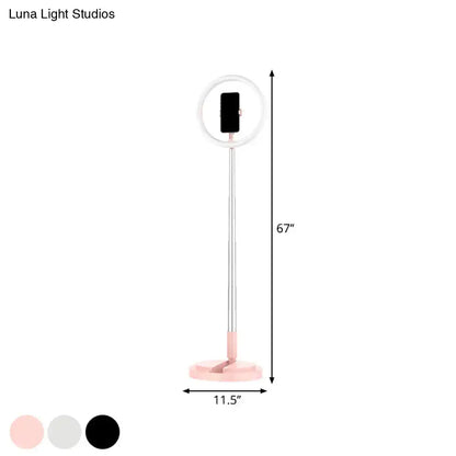 Metallic black led makeup lamp with phone holder for bedroom