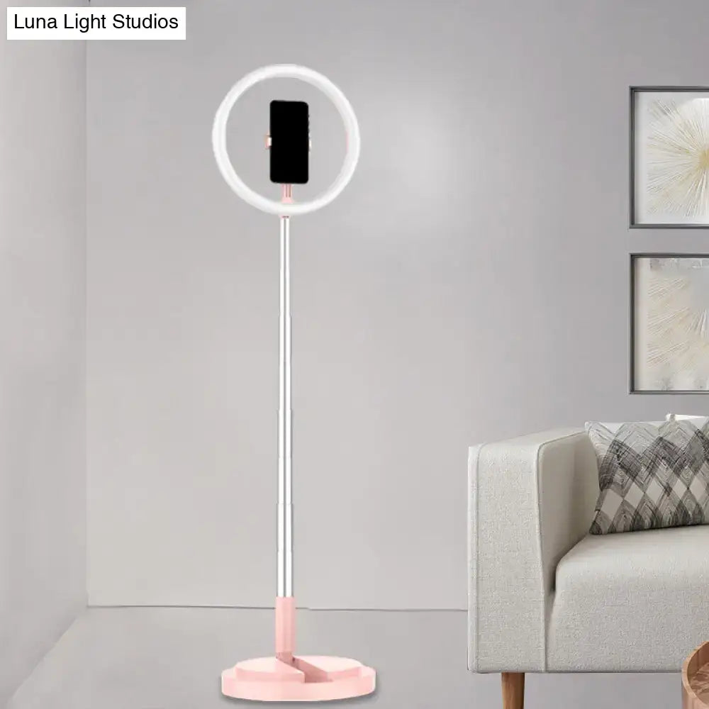 Metallic black led makeup lamp with phone holder for bedroom