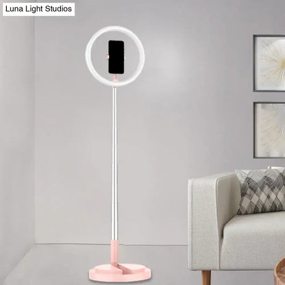 Metallic black led makeup lamp with phone holder for bedroom