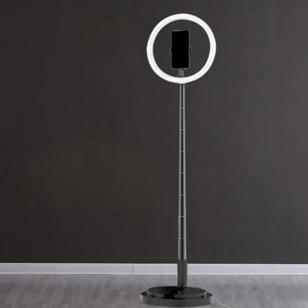 Metallic black led makeup lamp with phone holder for bedroom