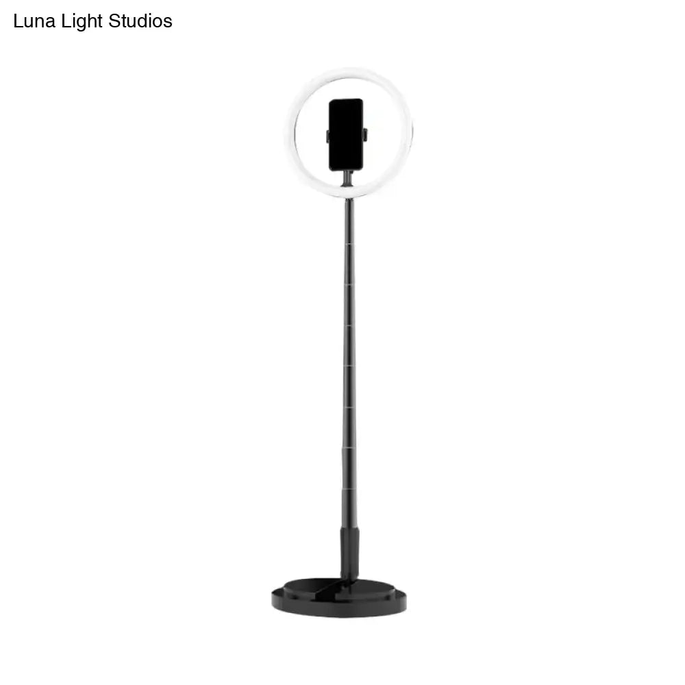 Metallic black led makeup lamp with phone holder for bedroom