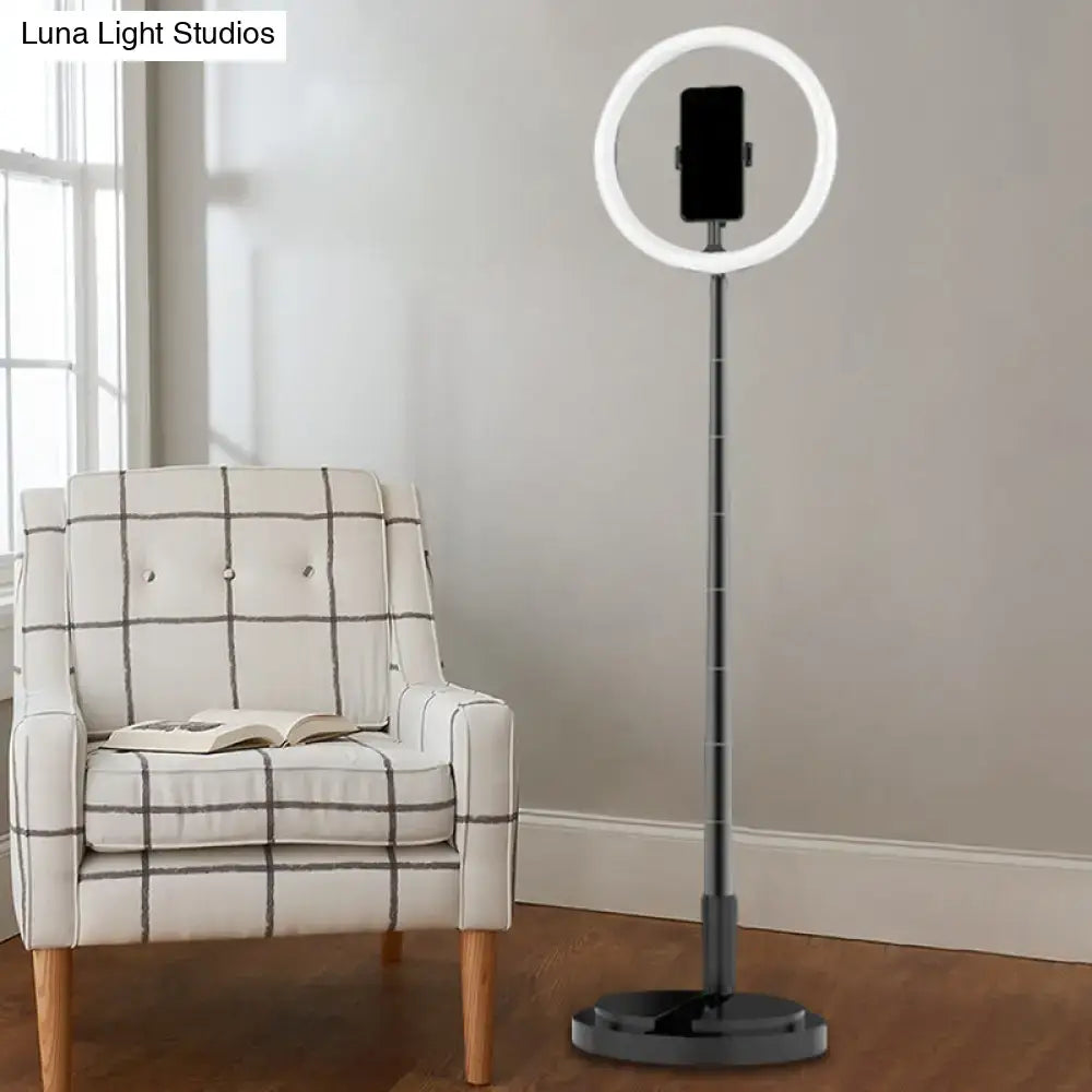 Metallic black led makeup lamp with phone holder for bedroom
