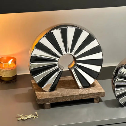 Metallic chrome geometric ceramic fan ornament living room decor