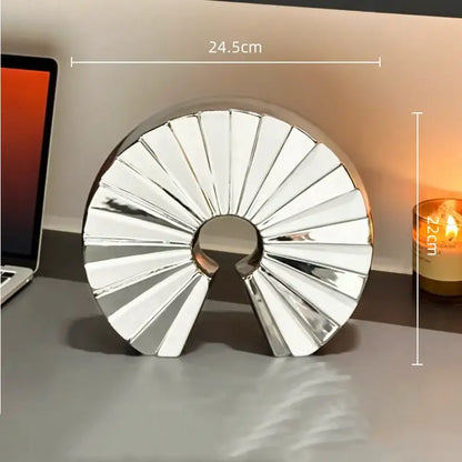 Metallic chrome geometric ceramic fan ornament living room decor