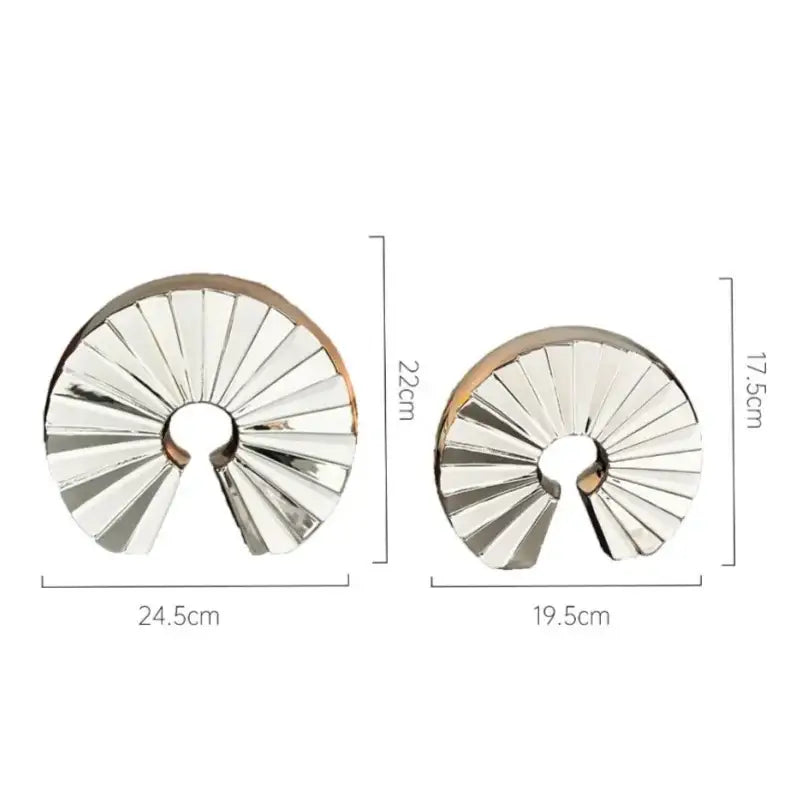 Metallic chrome geometric ceramic fan ornament living room decor