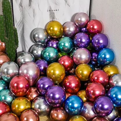 Metallic chrome golden balloons pack of 10 wedding party decor