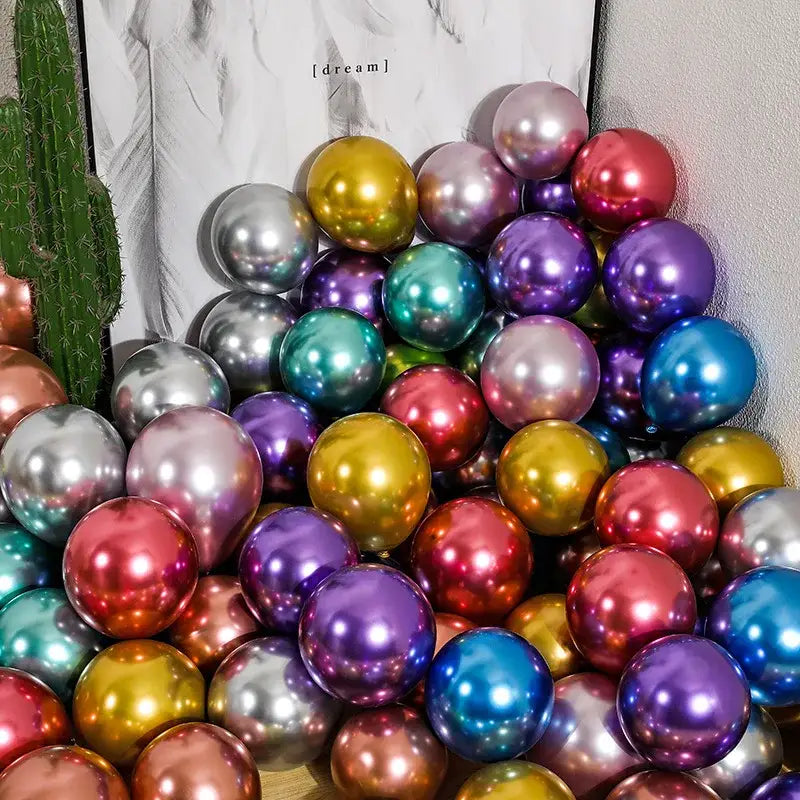 Metallic chrome golden balloons pack of 10 wedding party decor