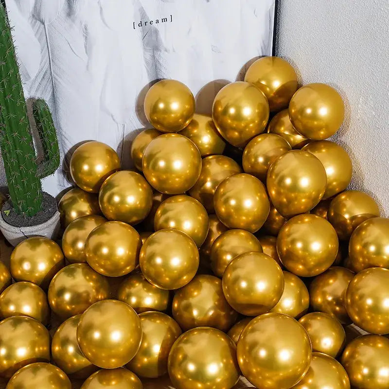 Metallic chrome golden balloons pack of 10 wedding party decor